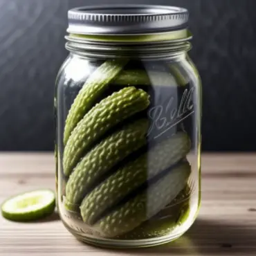 Dill pickles packed in a mason jar